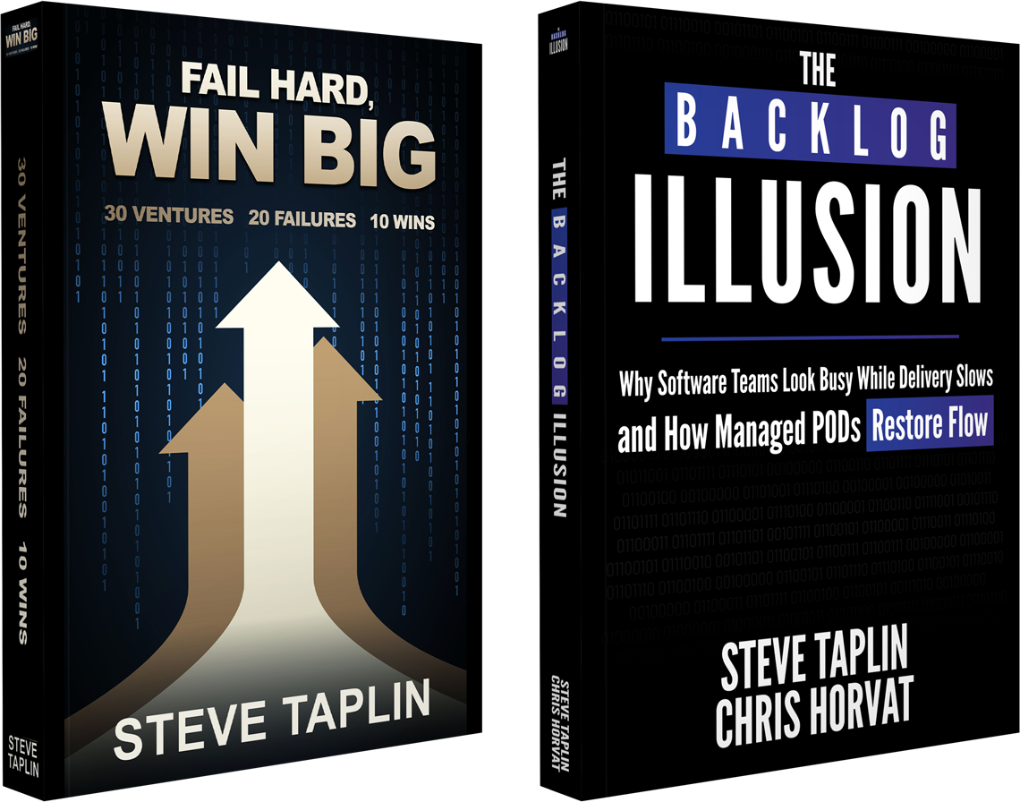 Fail Hard, Win Big and The Backlog Illusion book covers