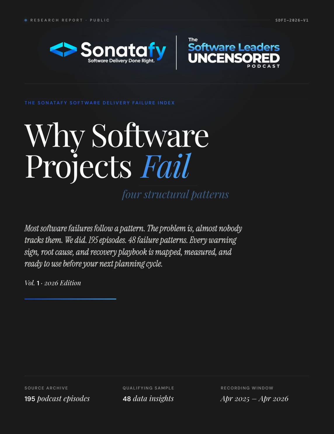 Why Software Projects Fail — SDFI 2026 Report Cover